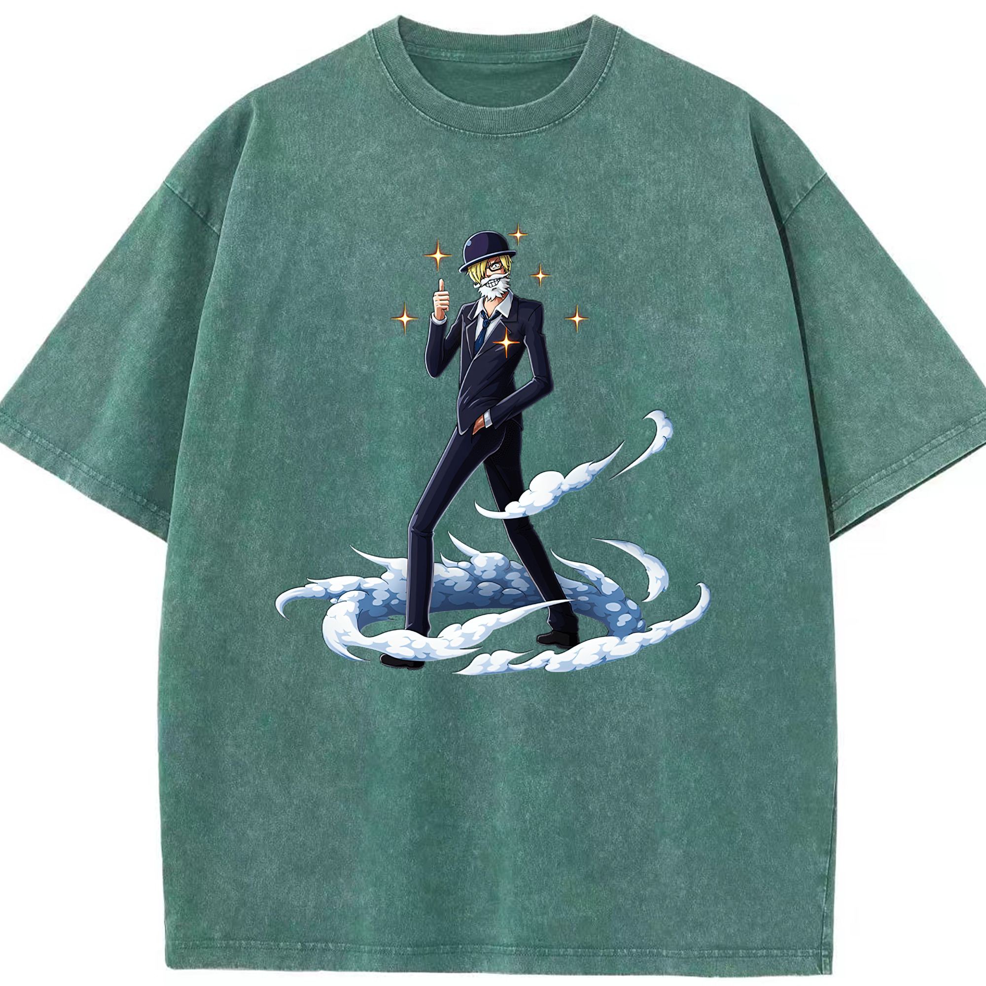 （画像用） ワンピース サンジ ONE PIECE Sanji 綿100% ヴィンテージ風 半袖Tシャツ（フロントプリント）